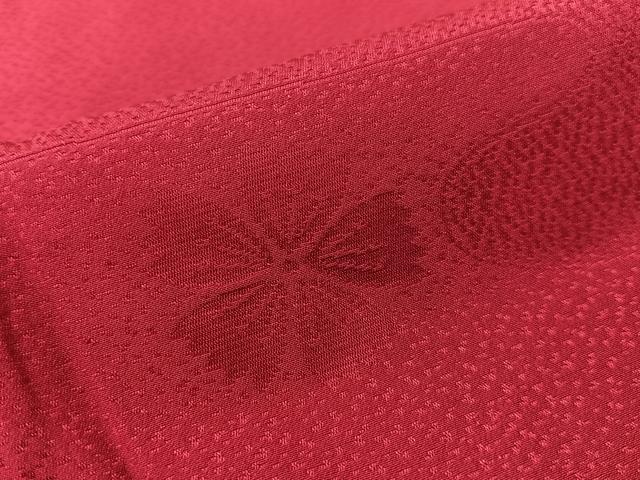 平和屋着物●振袖用長襦袢　無双仕立て　霞撫子地紋　中紅色　正絹　逸品　CABC9616vp