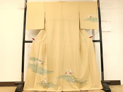 平和屋着物●訪問着 立波花文 暈し染め 金彩 ロング丈 正絹 逸品 CABC9617vp
