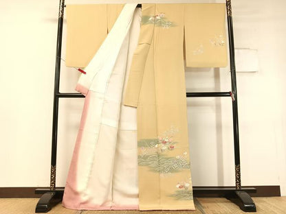 平和屋着物●訪問着 立波花文 暈し染め 金彩 ロング丈 正絹 逸品 CABC9617vp