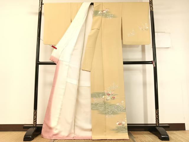 平和屋着物●訪問着 立波花文 暈し染め 金彩 ロング丈 正絹 逸品 CABC9617vp
