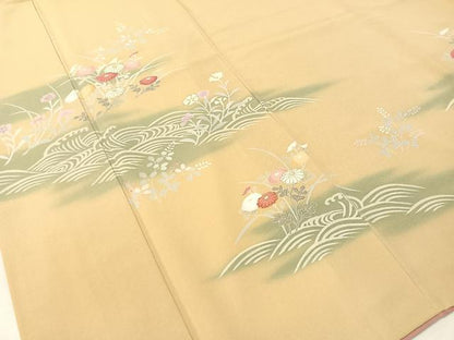 平和屋着物●訪問着 立波花文 暈し染め 金彩 ロング丈 正絹 逸品 CABC9617vp