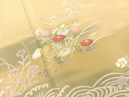 平和屋着物●訪問着 立波花文 暈し染め 金彩 ロング丈 正絹 逸品 CABC9617vp
