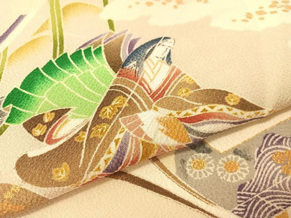 平和屋着物●訪問着 十二単 金彩 鬼しぼ縮緬 正絹 逸品 CABC9618vp