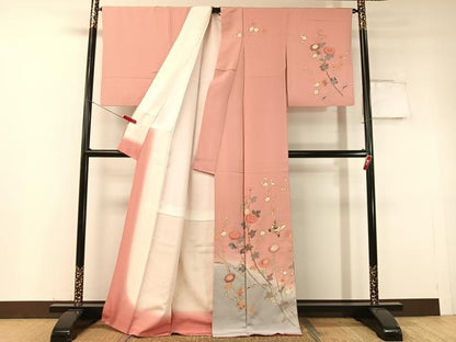 平和屋着物●訪問着 枝花鳥文 暈し染め 金彩 正絹 逸品 CABC9619vp