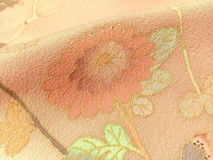平和屋着物●訪問着 枝花鳥文 暈し染め 金彩 正絹 逸品 CABC9619vp
