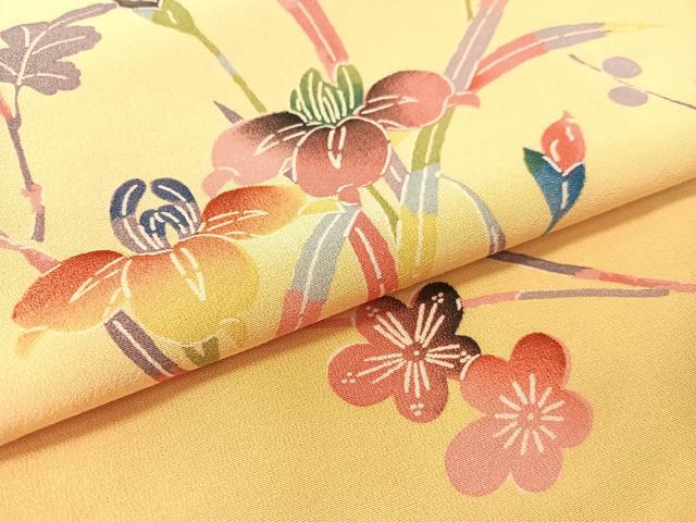 平和屋着物●訪問着 型染め 枝花文 暈し染め 正絹 逸品 CABC9621vp