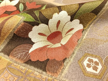 平和屋着物●豪華振袖 駒刺繍 松皮菱流水花文 暈し染め 金彩 正絹 逸品 CABC9622vp