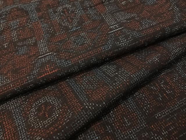 平和屋着物●結城紬 80亀甲 幾何学文様 正絹 逸品 CABC9623vp