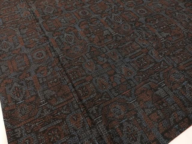 平和屋着物●結城紬 80亀甲 幾何学文様 正絹 逸品 CABC9623vp
