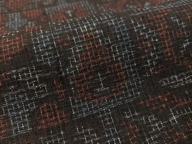 平和屋着物●結城紬 80亀甲 幾何学文様 正絹 逸品 CABC9623vp