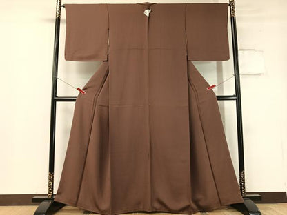 平和屋着物●上質な色無地 赤褐色 正絹 逸品 未使用 CABC9632vp