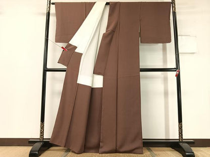 平和屋着物●上質な色無地 赤褐色 正絹 逸品 未使用 CABC9632vp