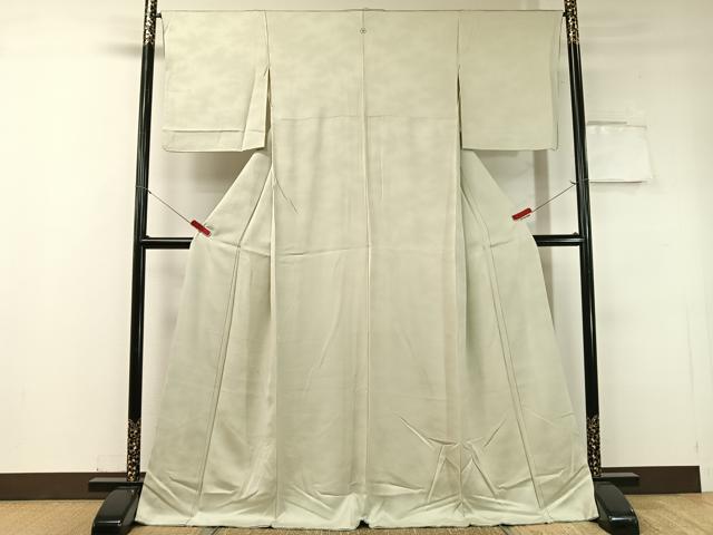 平和屋着物●上質な色無地 霞地紋 白緑色 ロング丈 正絹 逸品 CABC9633vp