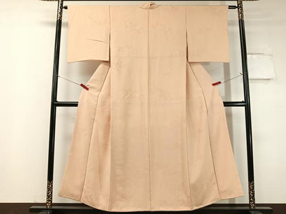 平和屋着物●上質な色無地 菊花地紋 雄黄色 正絹 逸品 CABC9635vp