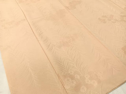 平和屋着物●上質な色無地 菊花地紋 雄黄色 正絹 逸品 CABC9635vp