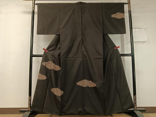 平和屋着物●本場大島紬 訪問着 9マルキ 地空き 雲重ね 正絹 逸品 CABC9638vp