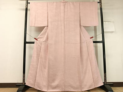 平和屋着物●上質な色無地 檜扇地紋 撫子色 正絹 逸品 CABC9639vp