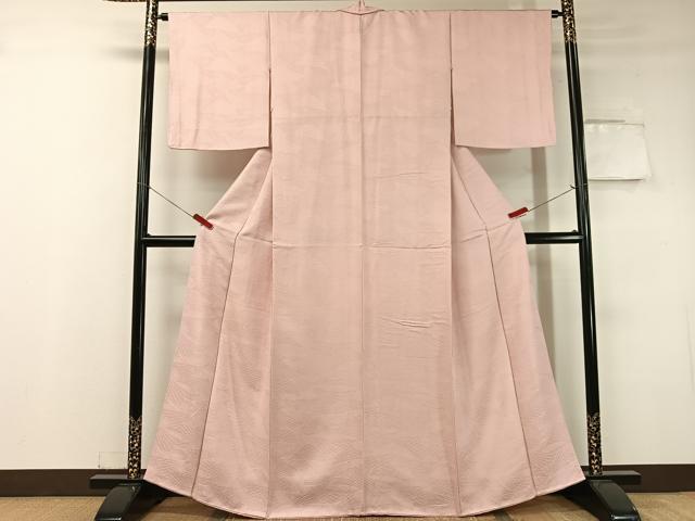 平和屋着物●上質な色無地 檜扇地紋 撫子色 正絹 逸品 CABC9639vp