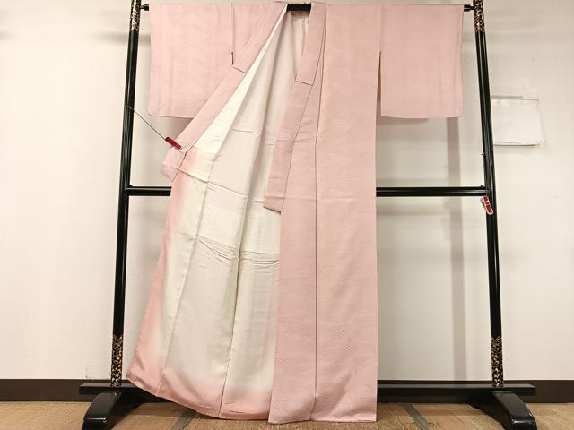 平和屋着物●上質な色無地 檜扇地紋 撫子色 正絹 逸品 CABC9639vp