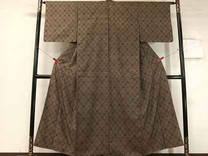 平和屋着物●本場大島紬 割込絣 花菱文 正絹 逸品 CABC9640vp