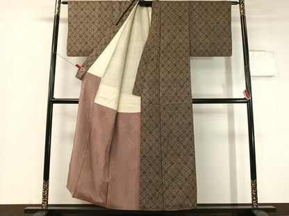 平和屋着物●本場大島紬 割込絣 花菱文 正絹 逸品 CABC9640vp