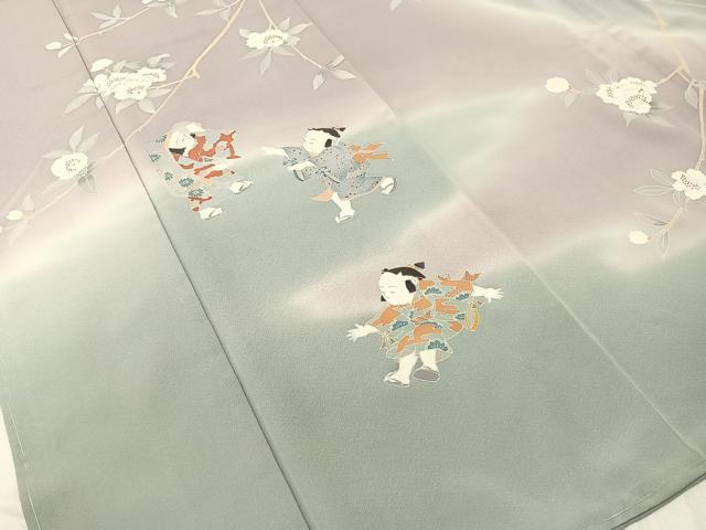 平和屋着物●訪問着 友禅 作家物 手描き 童子遊び 暈し染め 正絹 逸品 未使用 CABC9642vp