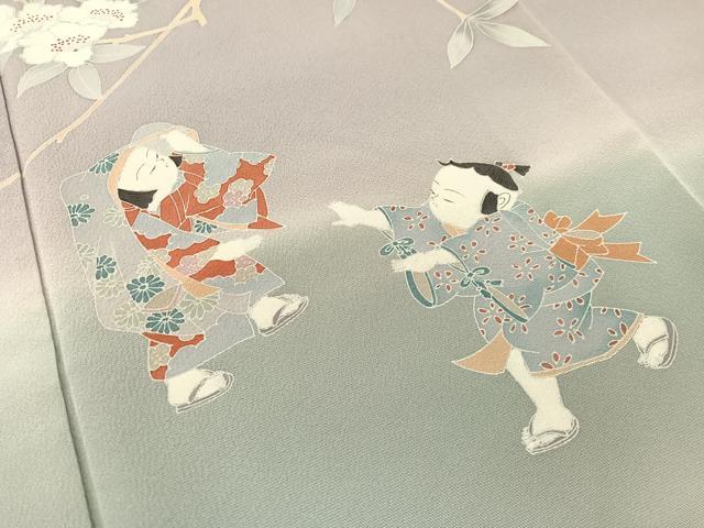 平和屋着物●訪問着 友禅 作家物 手描き 童子遊び 暈し染め 正絹 逸品 未使用 CABC9642vp