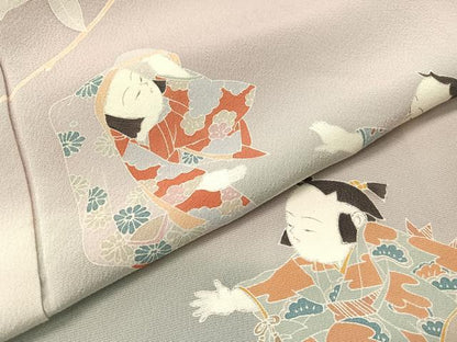 平和屋着物●訪問着 友禅 作家物 手描き 童子遊び 暈し染め 正絹 逸品 未使用 CABC9642vp