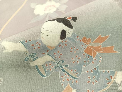 平和屋着物●訪問着 友禅 作家物 手描き 童子遊び 暈し染め 正絹 逸品 未使用 CABC9642vp