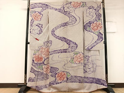 平和屋着物●豪華振袖 総絞り 流水花文 正絹 逸品 CABC9646vp
