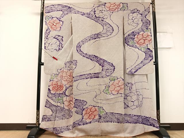 平和屋着物●豪華振袖 総絞り 流水花文 正絹 逸品 CABC9646vp