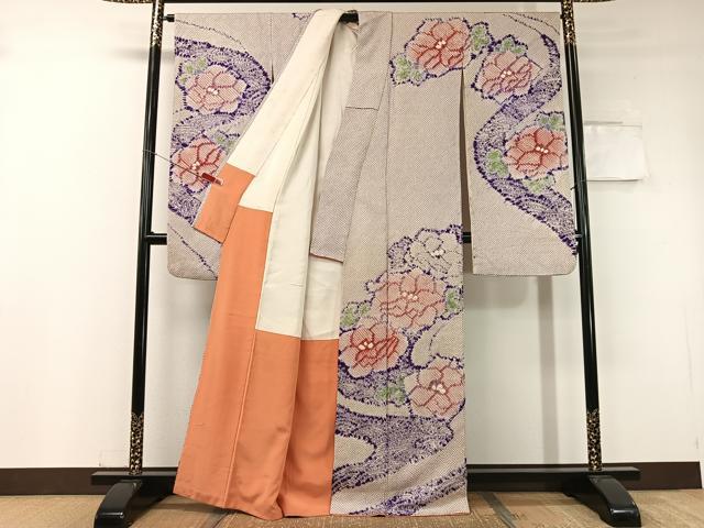 平和屋着物●豪華振袖 総絞り 流水花文 正絹 逸品 CABC9646vp
