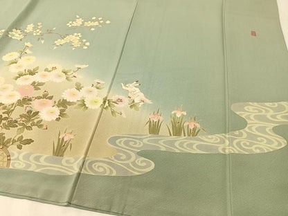 平和屋着物●友禅作家　北川聖水　訪問着　兎　花車文　暈し染め　正絹　逸品　CABC9648vp