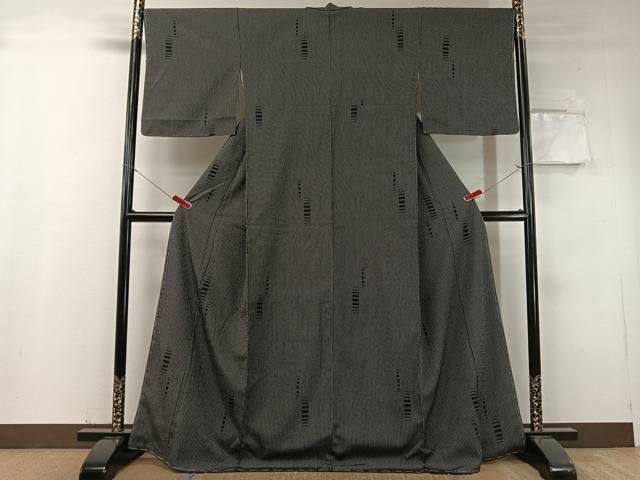 平和屋着物●本塩沢 吉祥文 黒地 正絹 逸品 未使用 CABC9650vp