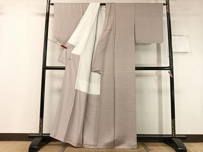 平和屋着物●上質なお召 更紗唐草文 さが美扱い 正絹 逸品 CABC9652vp