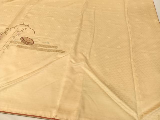 平和屋着物●訪問着 駒刺繍 霞貝桶枝垂れ花文 暈し染め 金彩 ロング丈 正絹 逸品 CABC9653vp