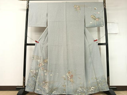 平和屋着物●訪問着 松竹梅冊子花文 たたき染め 金彩 正絹 逸品 CABC9654vp