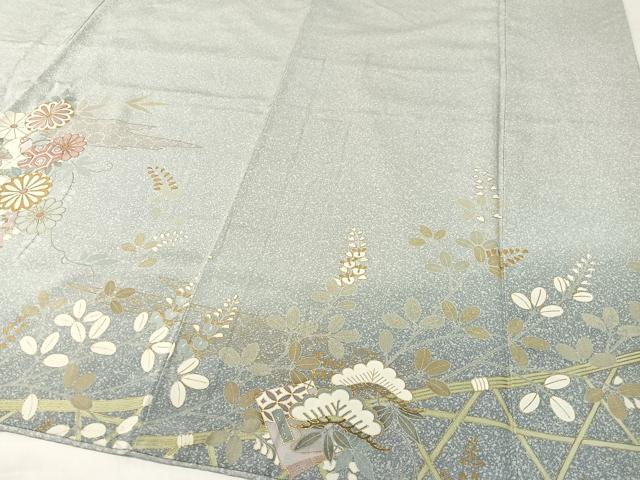平和屋着物●訪問着 松竹梅冊子花文 たたき染め 金彩 正絹 逸品 CABC9654vp