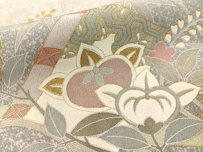 平和屋着物●訪問着 松竹梅冊子花文 たたき染め 金彩 正絹 逸品 CABC9654vp