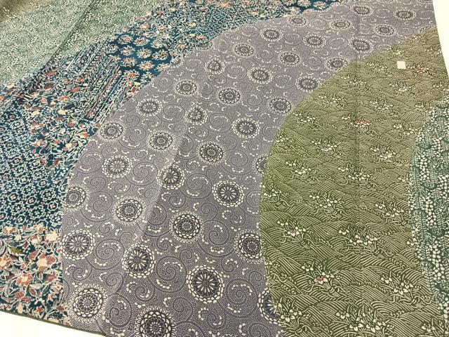 平和屋着物●訪問着 型染め 道長更紗花文 鬼しぼ縮緬 正絹 逸品 CABC9656vp