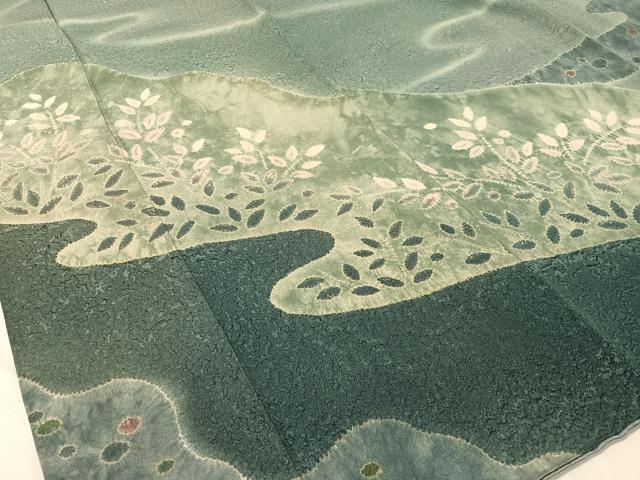 平和屋着物●訪問着 作家物 絞り 流水草木文 暈し染め 正絹 逸品 CABC9657vp