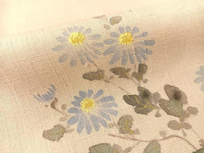 平和屋着物●染色作家 桐山紫香 手描き 訪問着 生紬 草花文 正絹 逸品 CABC9658vp