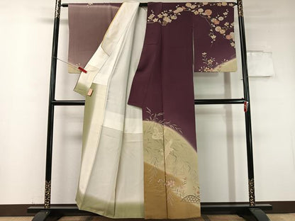 平和屋着物●現代アンティーク 貝島はるみ 綺麗伝説 訪問着 流水飛鳥花文 暈し染め 金彩 正絹 逸品 CABC9662vp
