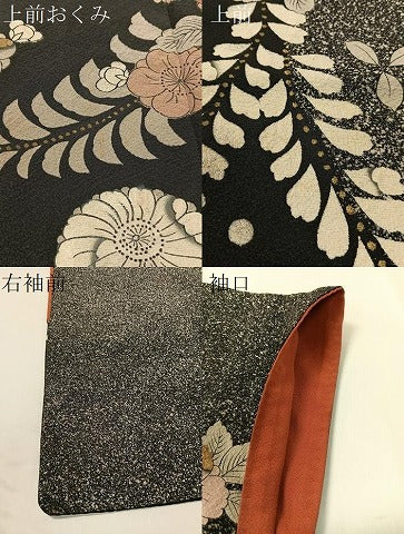 平和屋着物●訪問着 辻が花 絞り 手描き たたき染め 黒地 金彩 正絹 逸品 CABC9663vp