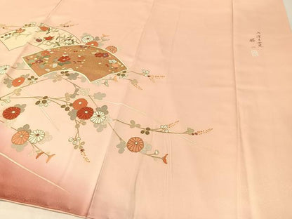 平和屋着物●訪問着 作家物 地紙花文 暈し染め 金彩 正絹 逸品 CABC9664vp
