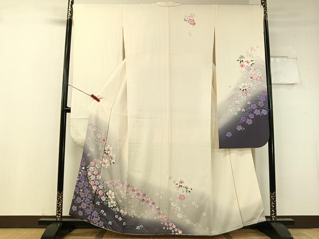 平和屋着物●豪華振袖 手描き 立波花文 暈し染め 正絹 逸品 CABC9666vp