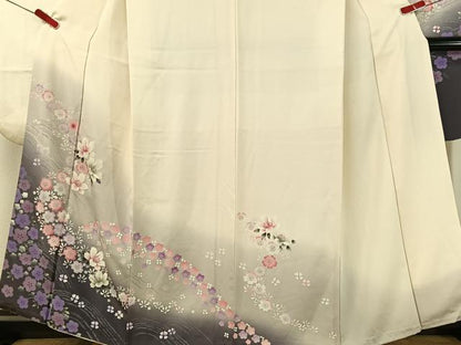 平和屋着物●豪華振袖 手描き 立波花文 暈し染め 正絹 逸品 CABC9666vp