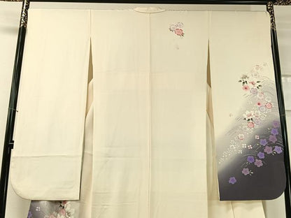 平和屋着物●豪華振袖 手描き 立波花文 暈し染め 正絹 逸品 CABC9666vp