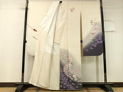 平和屋着物●豪華振袖 手描き 立波花文 暈し染め 正絹 逸品 CABC9666vp