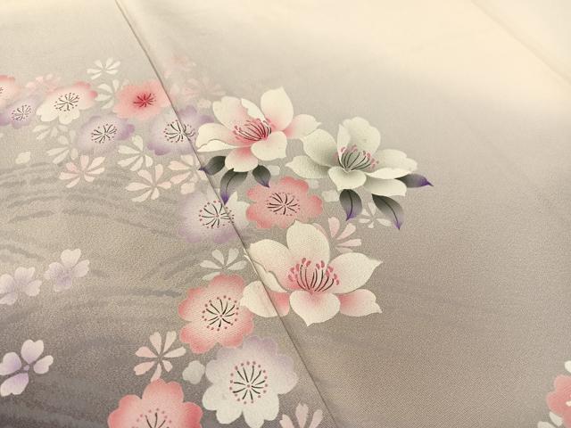 平和屋着物●豪華振袖 手描き 立波花文 暈し染め 正絹 逸品 CABC9666vp
